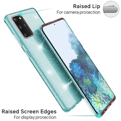 NALIA Glitzerhülle für Samsung Galaxy S20 Plus – Funkelndes Silikon Case – DAZZLIN (Transparent & Stoßfest) – Marke aus Berlin