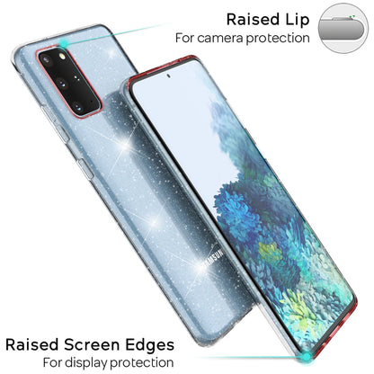 NALIA Glitzerhülle für Samsung Galaxy S20 Plus – Funkelndes Silikon Case – DAZZLIN (Transparent & Stoßfest) – Marke aus Berlin