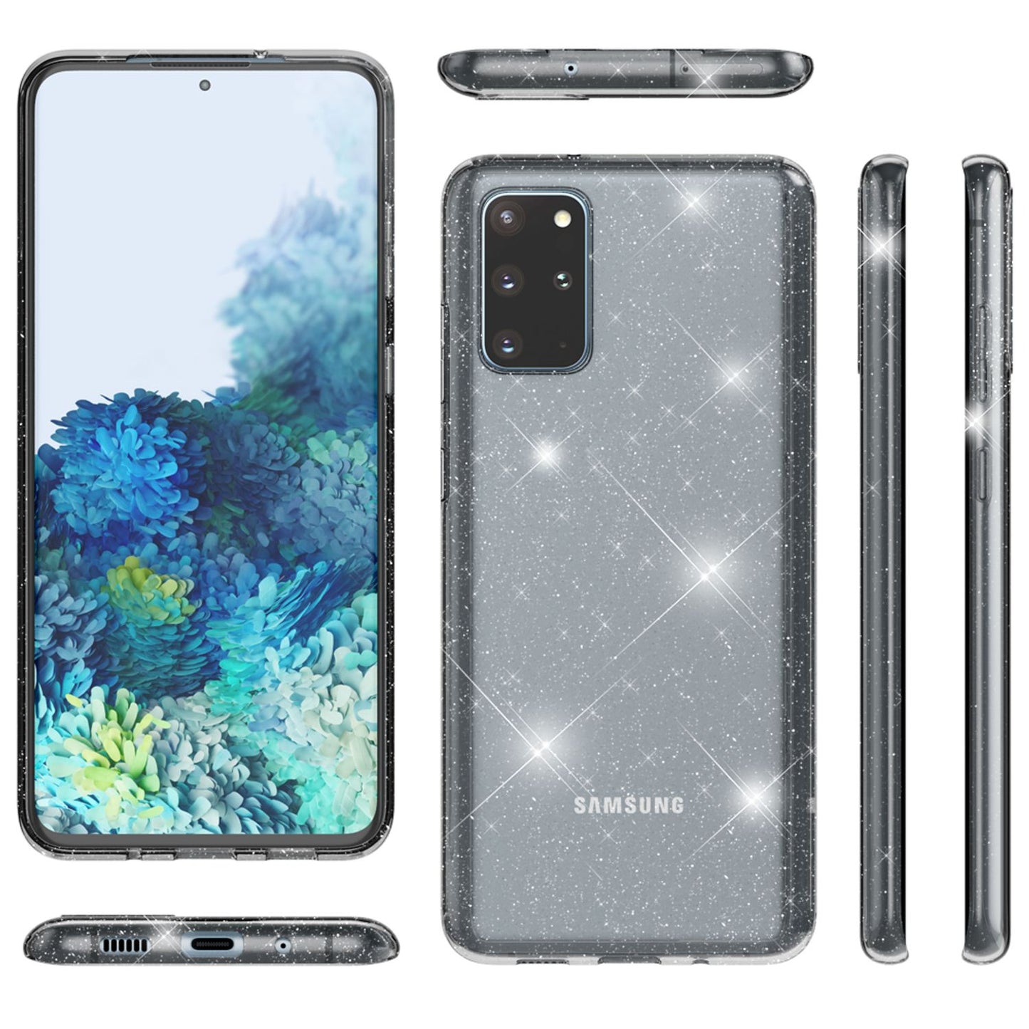 NALIA Glitzerhülle für Samsung Galaxy S20 Plus – Funkelndes Silikon Case – DAZZLIN (Transparent & Stoßfest) – Marke aus Berlin