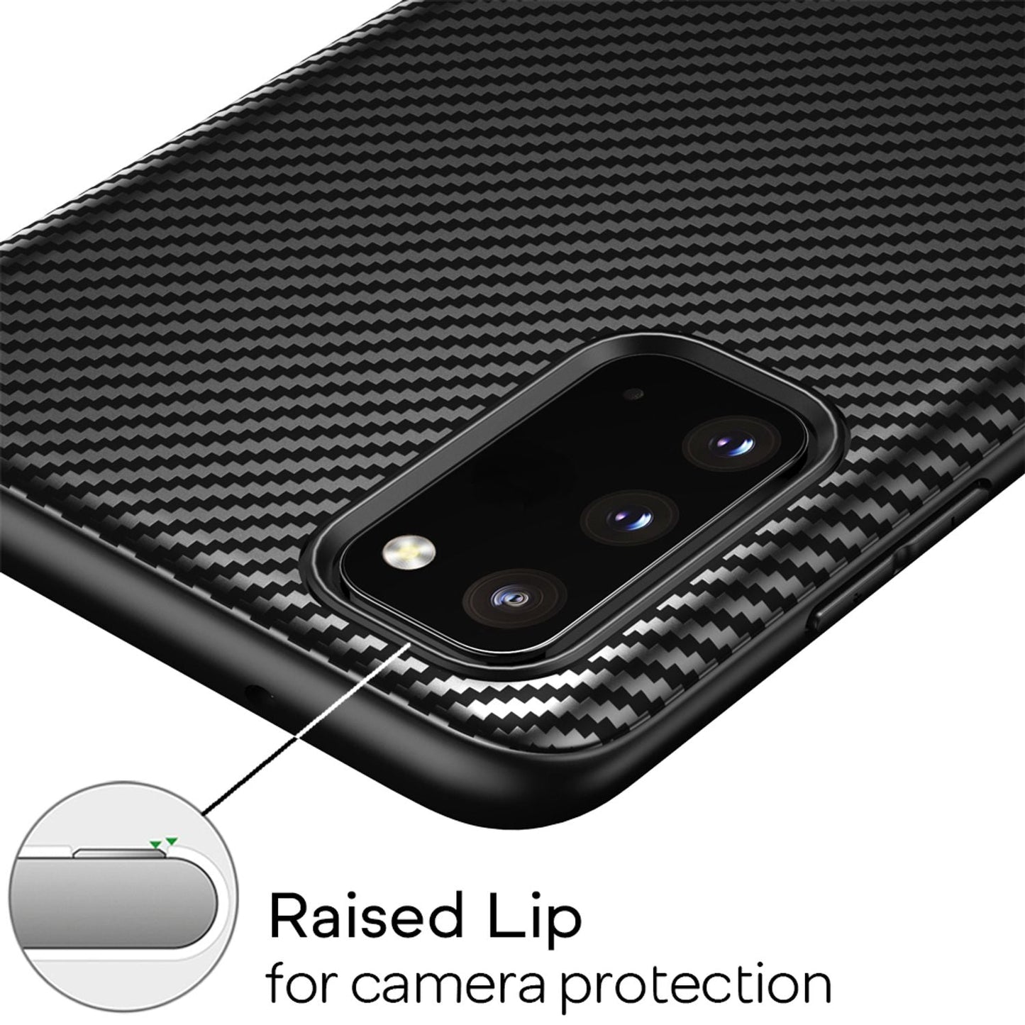 NALIA Design Case kompatibel mit Samsung Galaxy S20 Hülle, Carbon Look Stylische Handyhülle Stoßfeste Silikon Schutzhülle, Dünne Handy-Tasche Phone Cover Gummi Bumper Soft Etui Kratzfest - Schwarz