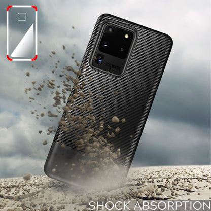 NALIA Silikonhülle für Samsung Galaxy S20 Ultra – Rutschfest & Matt – VORTEX (Gebürstete Optik & Carbon Design) – Marke aus Berlin
