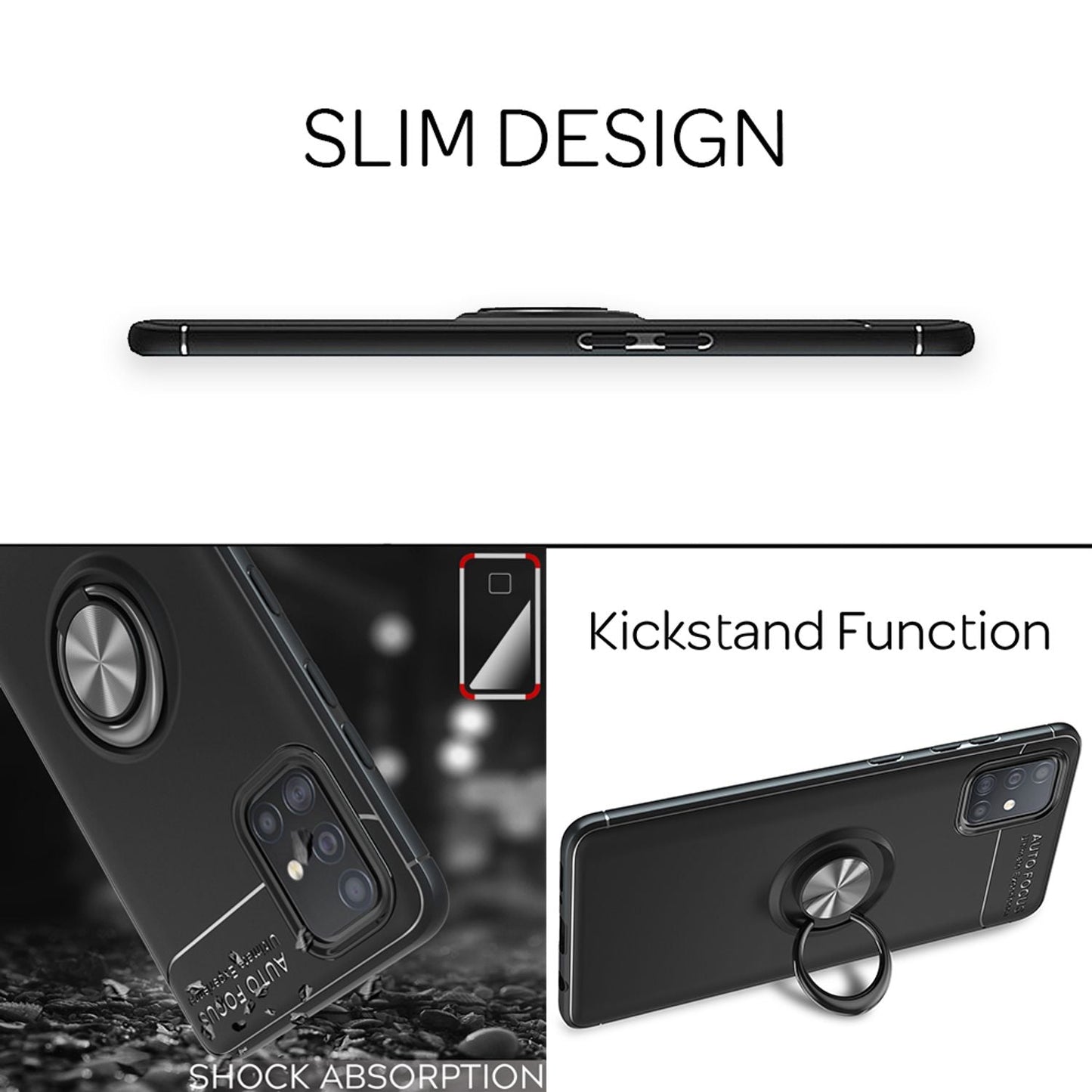 NALIA Ringhülle für Samsung Galaxy A51 – Ring-Ständer 360° & für Magnet-Halter – GRIP360 (Mattiertes Silikon Case) – Marke aus Berlin