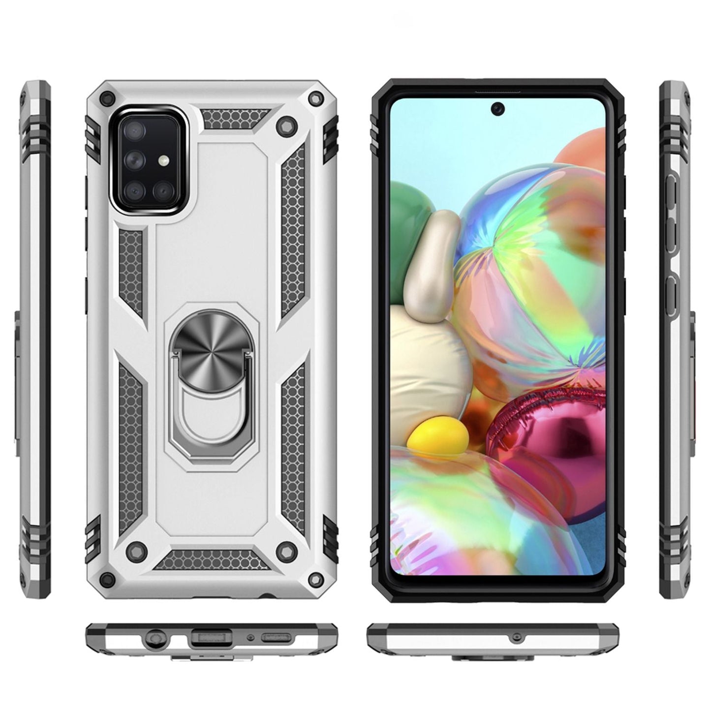 NALIA Panzerhülle für Samsung Galaxy A51 – Ring-Ständer 360° & Magnet-Halterung Kompatibel – RINGDEFEND (Stoßfestes Outdoor Case) – Marke aus Berlin