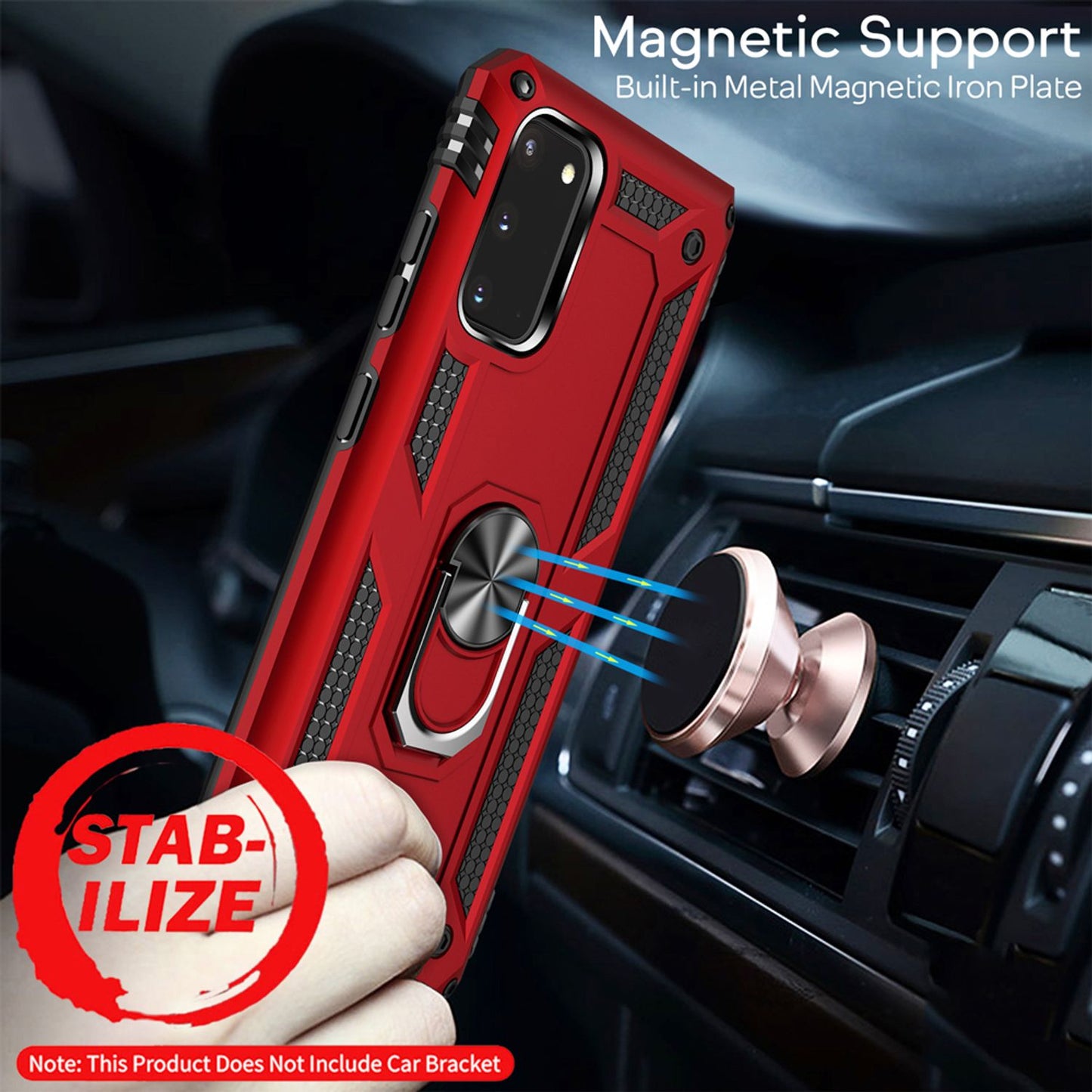 NALIA Panzerhülle für Samsung Galaxy S20 – Ring-Ständer 360° & Magnet-Halterung Kompatibel – RINGDEFEND (Stoßfestes Outdoor Case) – Marke aus Berlin