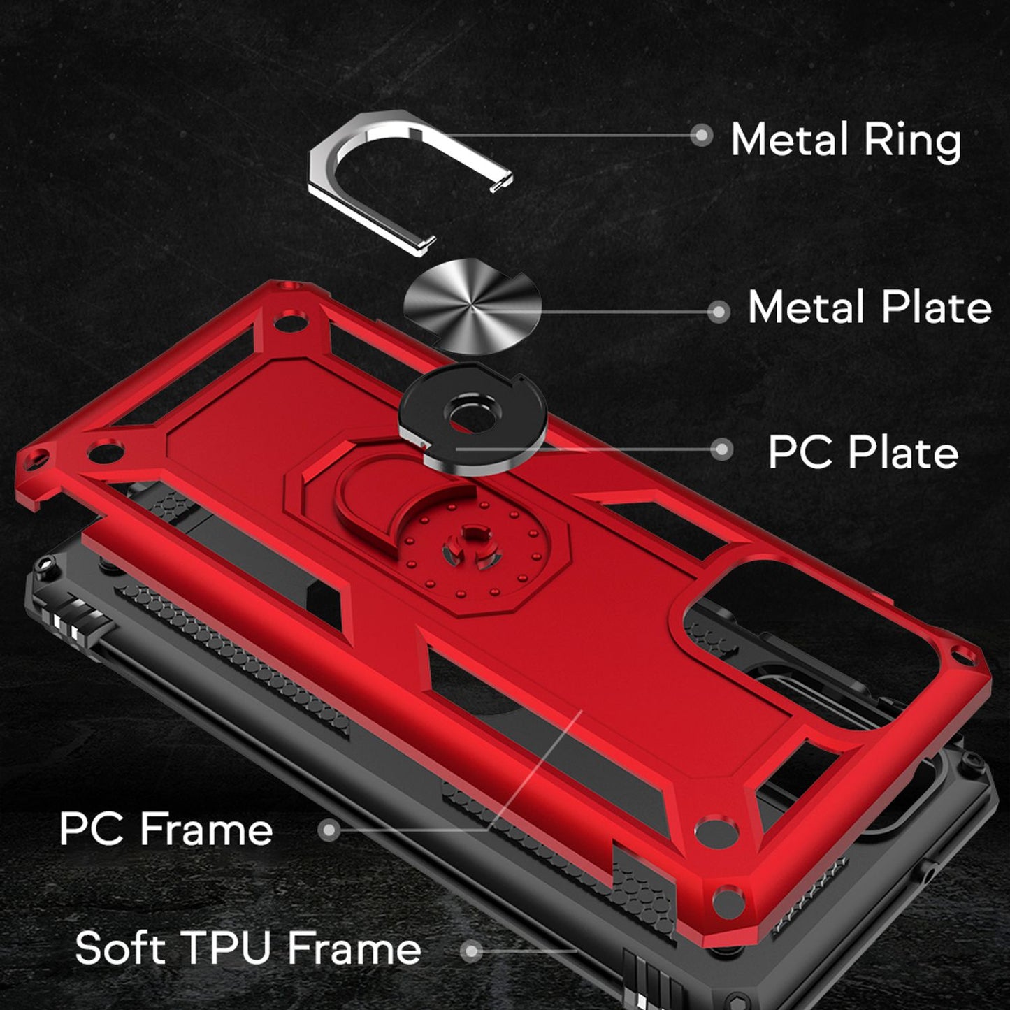 NALIA Panzerhülle für Samsung Galaxy S20 Plus – Ring-Ständer 360° & Magnet-Halterung Kompatibel – RINGDEFEND (Stoßfestes Outdoor Case) – Marke aus Berlin