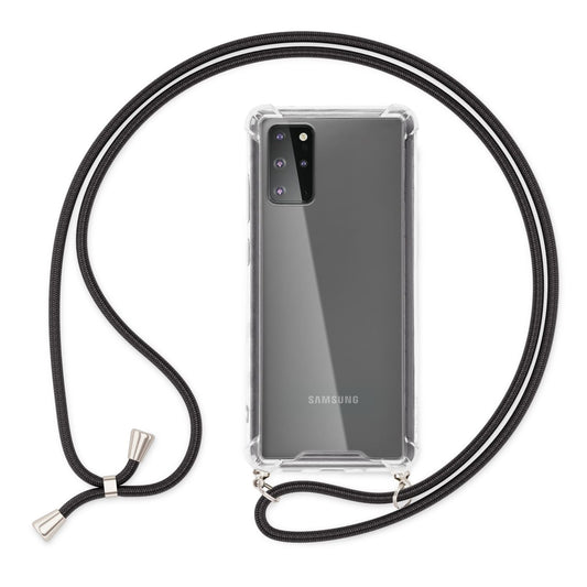 NALIA Handykette für Samsung Galaxy S20 Plus – Transparentes Hybrid-Case & Band – HANGIT (Anti-Gelb Rückseite & Verstellbar) – Marke aus Berlin