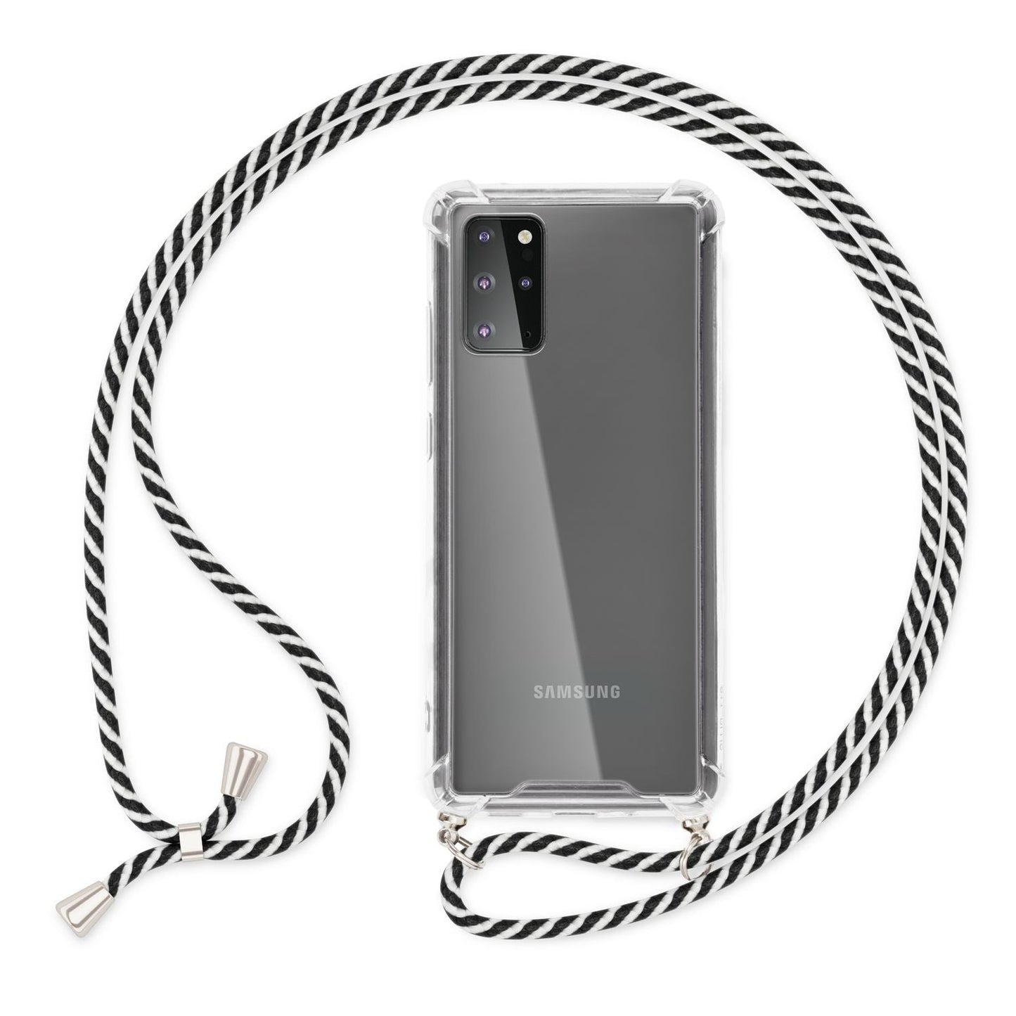 NALIA Handykette für Samsung Galaxy S20 Plus – Transparentes Hybrid-Case & Band – HANGIT (Anti-Gelb Rückseite & Verstellbar) – Marke aus Berlin