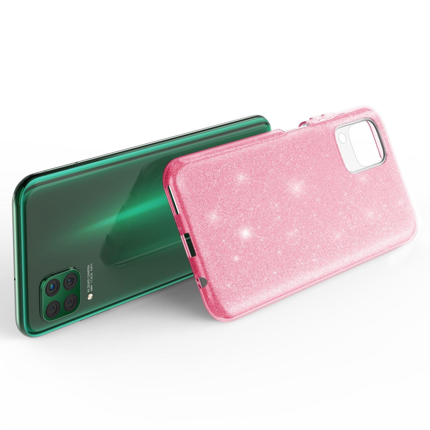 NALIA Glitzerhülle für Huawei P40 Lite – Funkelnder Glitzer-Look & Grip – SHINEPOP (Silikon Case) – Marke aus Berlin