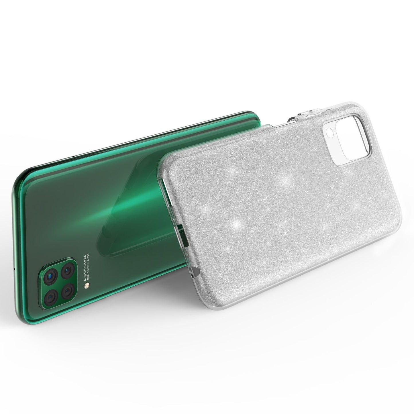 NALIA Glitzerhülle für Huawei P40 Lite – Funkelnder Glitzer-Look & Grip – SHINEPOP (Silikon Case) – Marke aus Berlin