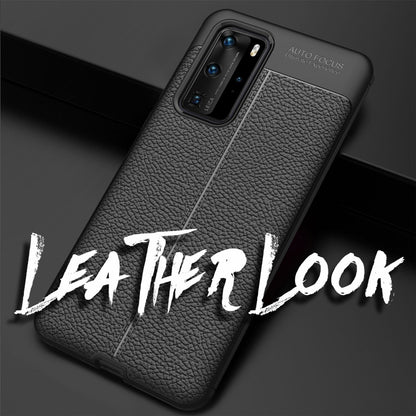 NALIA Design Case kompatibel mit Huawei P40 Pro Hülle, Leder Optik Stylische Handyhülle Stoßfeste Silikon Schutzhülle, Slim Phone Backcover Dünne Handy-Tasche Cover Kratzfest Bumper Etui - Schwarz