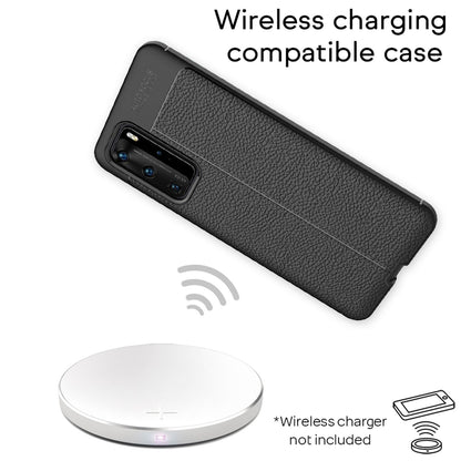NALIA Design Case kompatibel mit Huawei P40 Pro Hülle, Leder Optik Stylische Handyhülle Stoßfeste Silikon Schutzhülle, Slim Phone Backcover Dünne Handy-Tasche Cover Kratzfest Bumper Etui - Schwarz