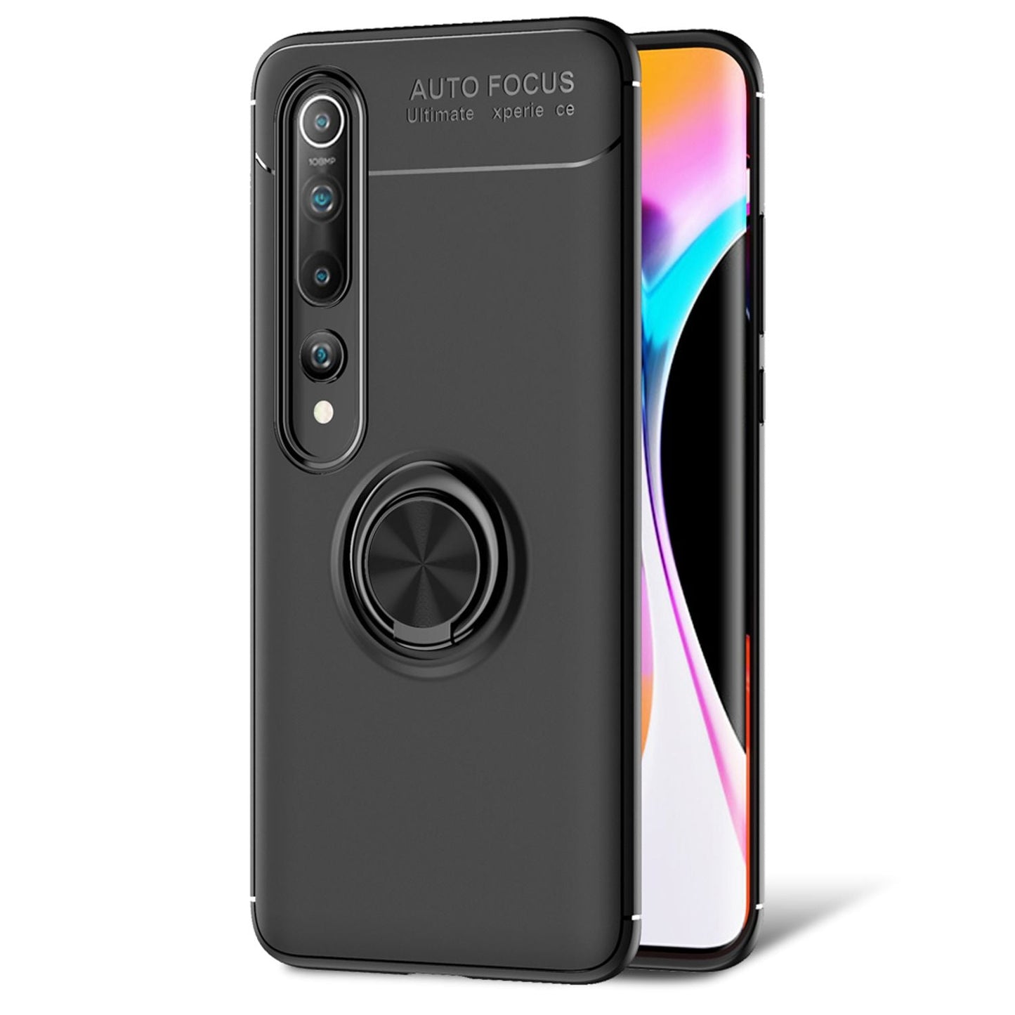 NALIA Ring Handyhülle kompatibel mit Xiaomi Mi 10 / Mi 10 Pro Hülle, Silikon Cover mit 360-Grad Finger-Halter für magnetische KFZ-Halterung, Schutzhülle Phone Case Handy-Tasche Etui Bumper - Schwarz