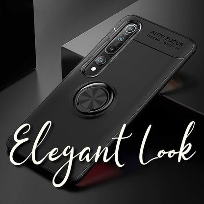 NALIA Ring Handyhülle kompatibel mit Xiaomi Mi 10 / Mi 10 Pro Hülle, Silikon Cover mit 360-Grad Finger-Halter für magnetische KFZ-Halterung, Schutzhülle Phone Case Handy-Tasche Etui Bumper - Schwarz