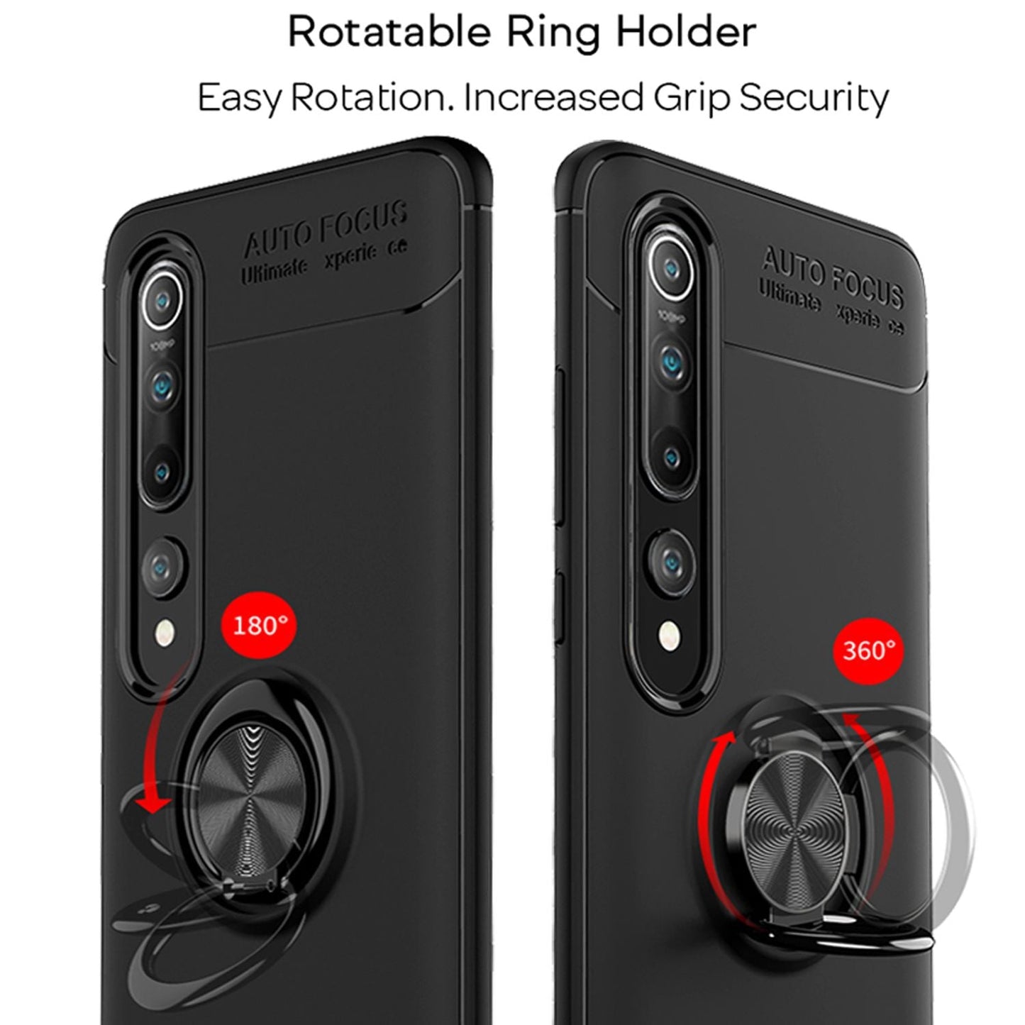 NALIA Ring Handyhülle kompatibel mit Xiaomi Mi 10 / Mi 10 Pro Hülle, Silikon Cover mit 360-Grad Finger-Halter für magnetische KFZ-Halterung, Schutzhülle Phone Case Handy-Tasche Etui Bumper - Schwarz
