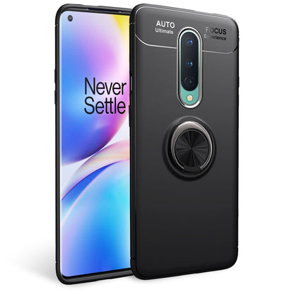 NALIA Ring Handyhülle kompatibel mit OnePlus 8 Hülle, Silikon Cover mit 360-Grad Finger-Halter für magnetische KFZ-Halterung, Schutzhülle Phone Case Handy-Tasche Etui Bumper Silikonhülle - Schwarz