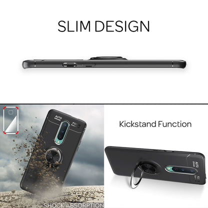 NALIA Ring Handyhülle kompatibel mit OnePlus 8 Hülle, Silikon Cover mit 360-Grad Finger-Halter für magnetische KFZ-Halterung, Schutzhülle Phone Case Handy-Tasche Etui Bumper Silikonhülle - Schwarz