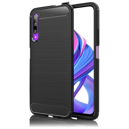 NALIA Design Case kompatibel mit Honor 9X Pro Hülle, Carbon Look Stylische Handyhülle Stoßfeste Silikon Schutzhülle, Dünne Handy-Tasche Phone Cover Bumper Soft Skin Etui Kratzfest Backcover - Schwarz