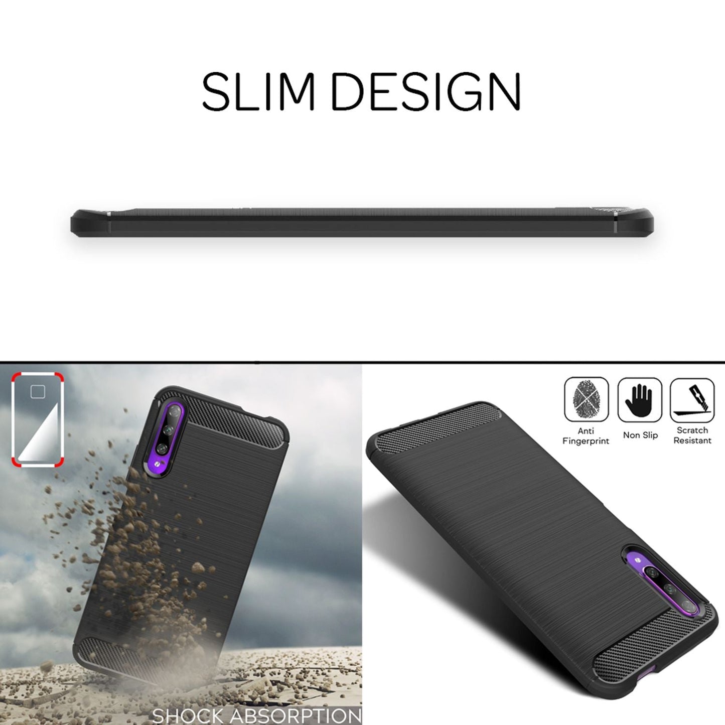 NALIA Design Case kompatibel mit Honor 9X Pro Hülle, Carbon Look Stylische Handyhülle Stoßfeste Silikon Schutzhülle, Dünne Handy-Tasche Phone Cover Bumper Soft Skin Etui Kratzfest Backcover - Schwarz