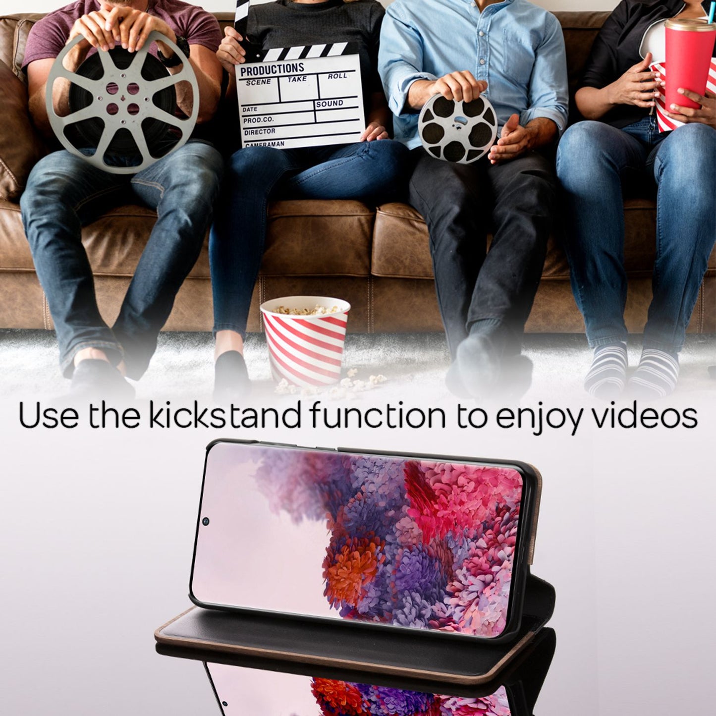 NALIA Echt-Holz Flipcase kompatibel mit Samsung Galaxy S20 Hülle, Premium Wood Etui Handyhülle mit Klappe Handy-Tasche Phone Case Cover Schutzhülle Flipcover Klapphülle Rundum Schutz Bumper - Walnuss