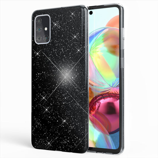 NALIA Glitzer Handyhülle für Samsung Galaxy A71, Bling Case Handy Schutz Strass Cover
