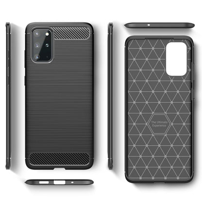 NALIA Design Case kompatibel mit Samsung Galaxy S20 Plus Hülle, Carbon Look Stylische Handyhülle Stoßfeste Silikon Schutzhülle, Dünne Handy-Tasche Phone Cover Bumper Soft Skin TPU Kratzfest - Schwarz