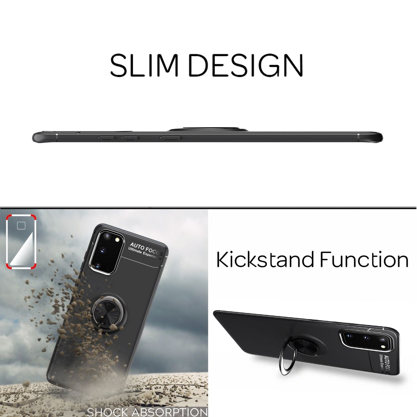 NALIA Ring Handyhülle kompatibel mit Samsung Galaxy S20 Hülle, Silikon Cover mit 360-Grad Finger-Halter für magnetische KFZ-Halterung, Schutzhülle Phone Case Handy-Tasche Etui Bumper