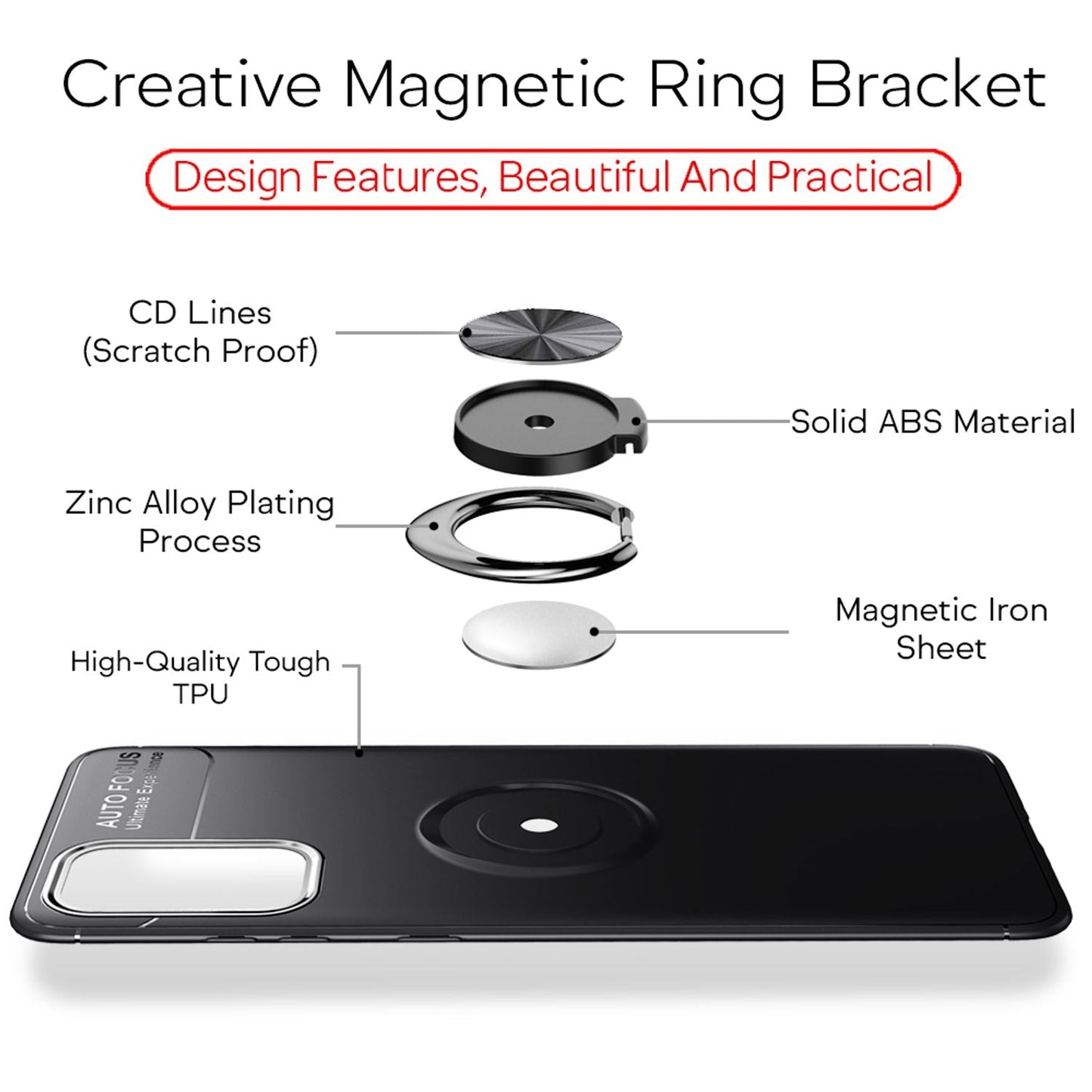 NALIA Ring Handyhülle kompatibel mit Samsung Galaxy S20 Plus Hülle, Silikon Cover mit 360-Grad Finger-Halter für magnetische KFZ-Halterung, Schutzhülle Phone Case Handy-Tasche Etui