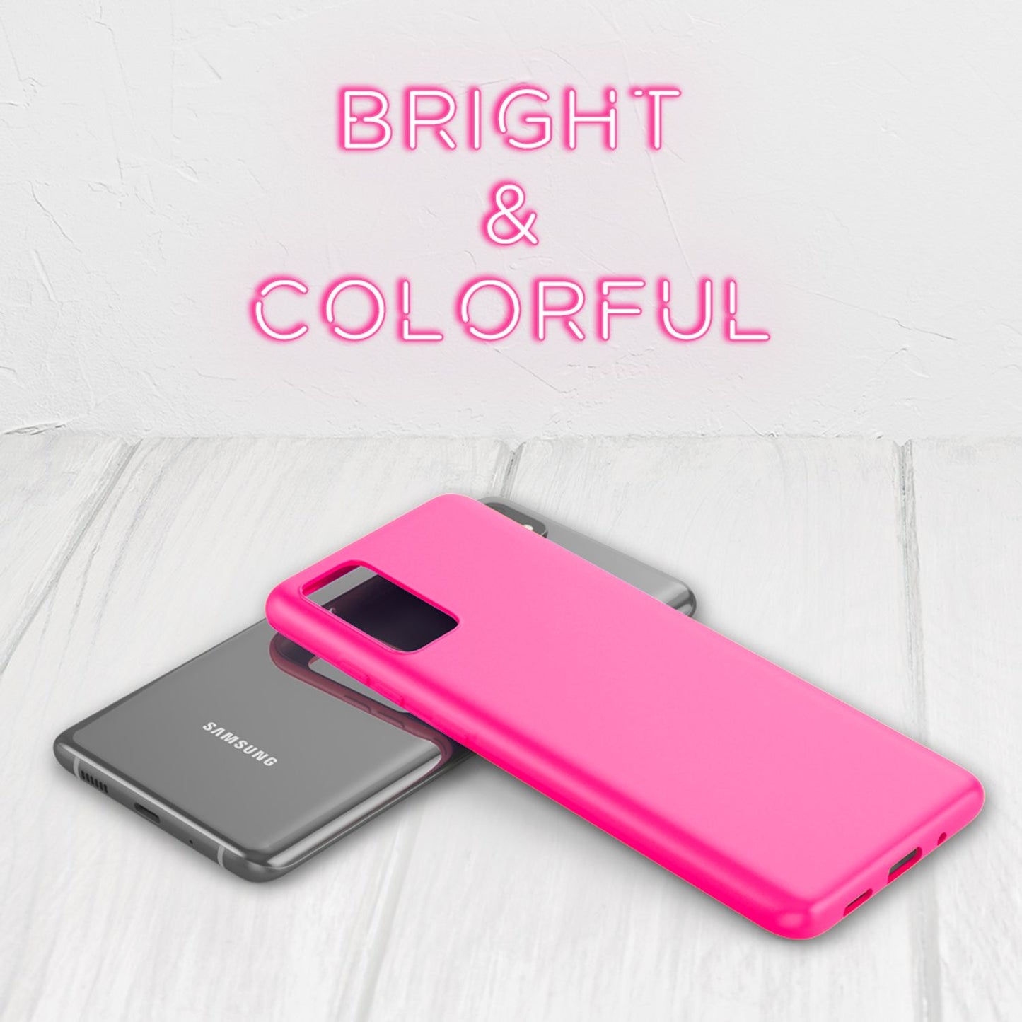 NALIA Neon Silikonhülle für Samsung Galaxy S20 – Soft-Touch & Signal-Neon – NEONSHOCK (Matte Schutzhülle) – Marke aus Berlin