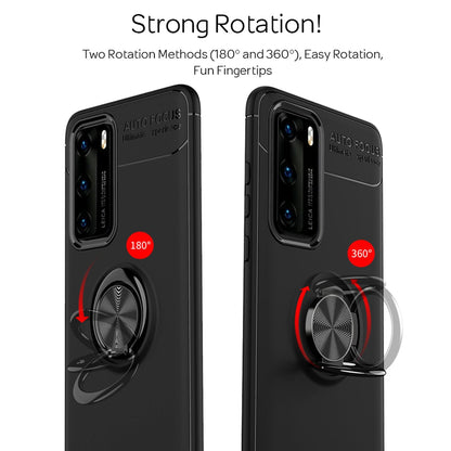 NALIA Ring Handyhülle kompatibel mit Huawei P40 Hülle, Dünnes Silikon Cover mit 360-Grad Finger-Halter für magnetische KFZ-Halterung, Schutzhülle Phone Case Handy-Tasche Etui Bumper