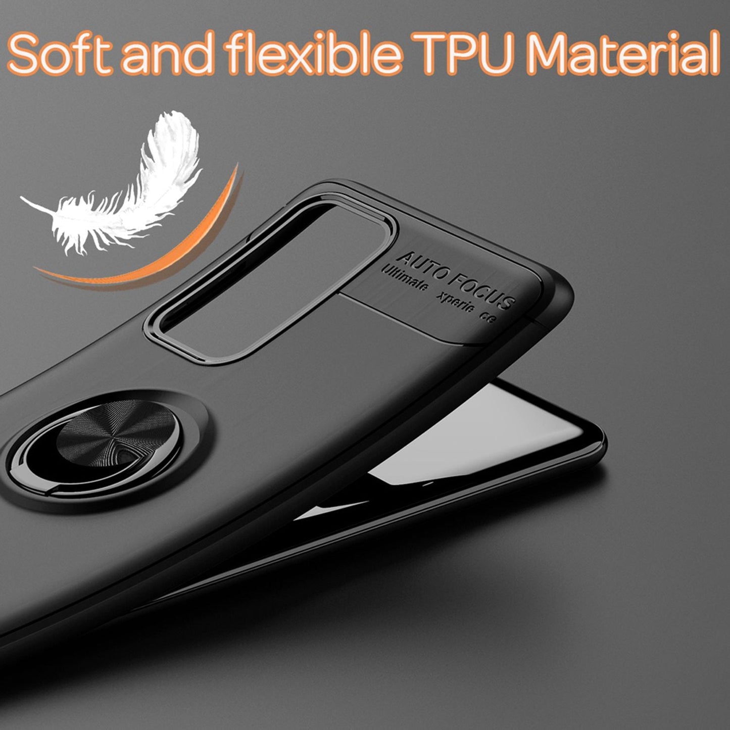 NALIA Ring Handyhülle kompatibel mit Huawei P40 Hülle, Dünnes Silikon Cover mit 360-Grad Finger-Halter für magnetische KFZ-Halterung, Schutzhülle Phone Case Handy-Tasche Etui Bumper