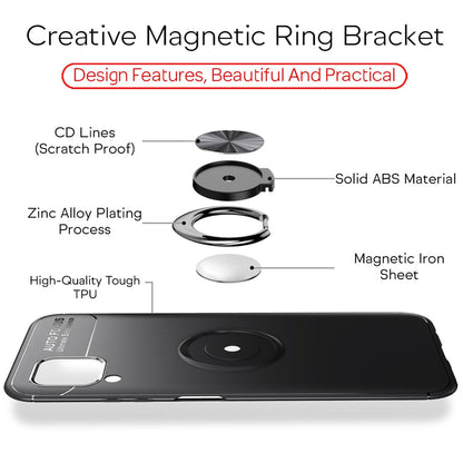NALIA Ring Handyhülle kompatibel mit Huawei P40 lite Hülle, Silikon Cover mit 360-Grad Finger-Halter für magnetische KFZ-Halterung, Schutzhülle Phone Case Handy-Tasche Etui Bumper