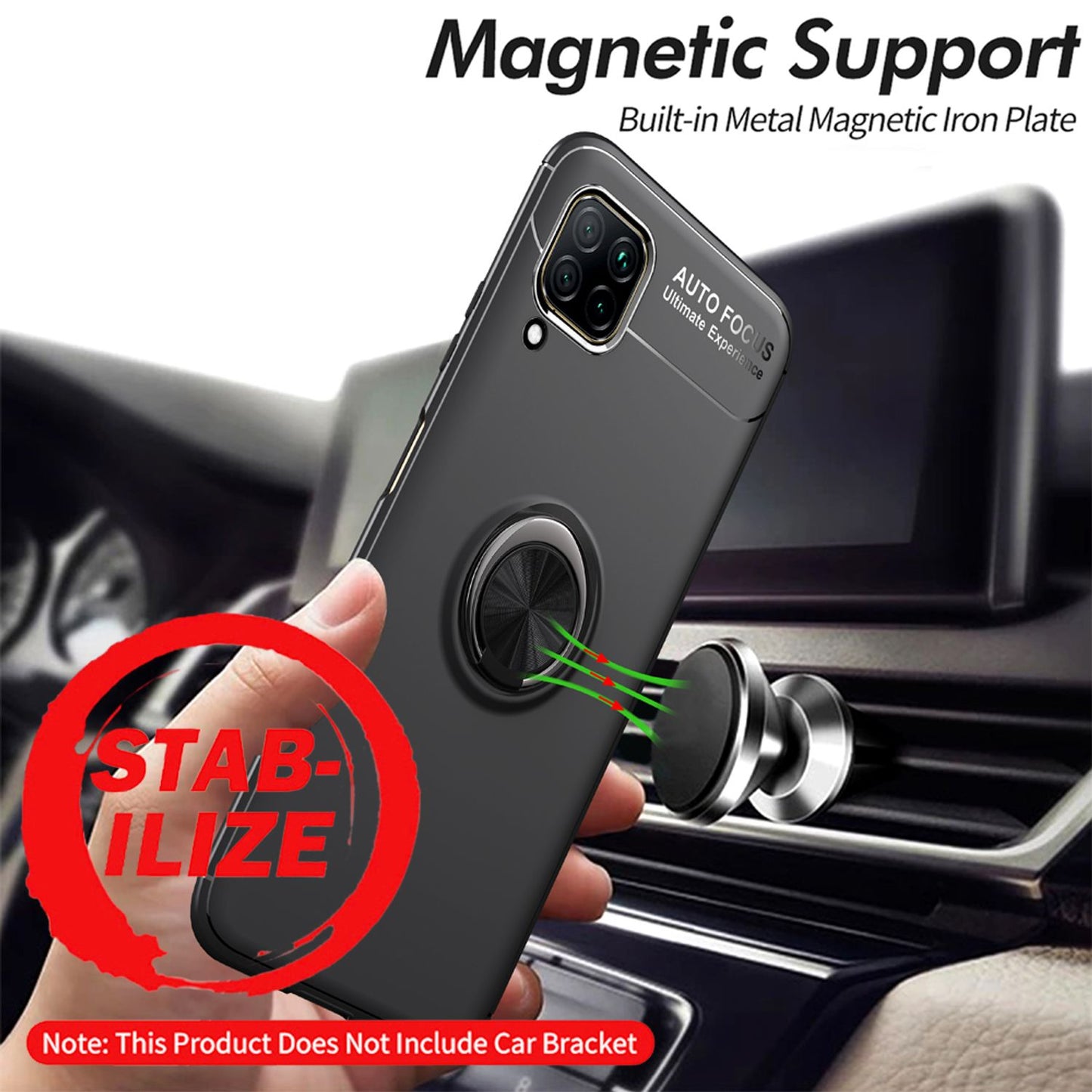 NALIA Ring Handyhülle kompatibel mit Huawei P40 lite Hülle, Silikon Cover mit 360-Grad Finger-Halter für magnetische KFZ-Halterung, Schutzhülle Phone Case Handy-Tasche Etui Bumper