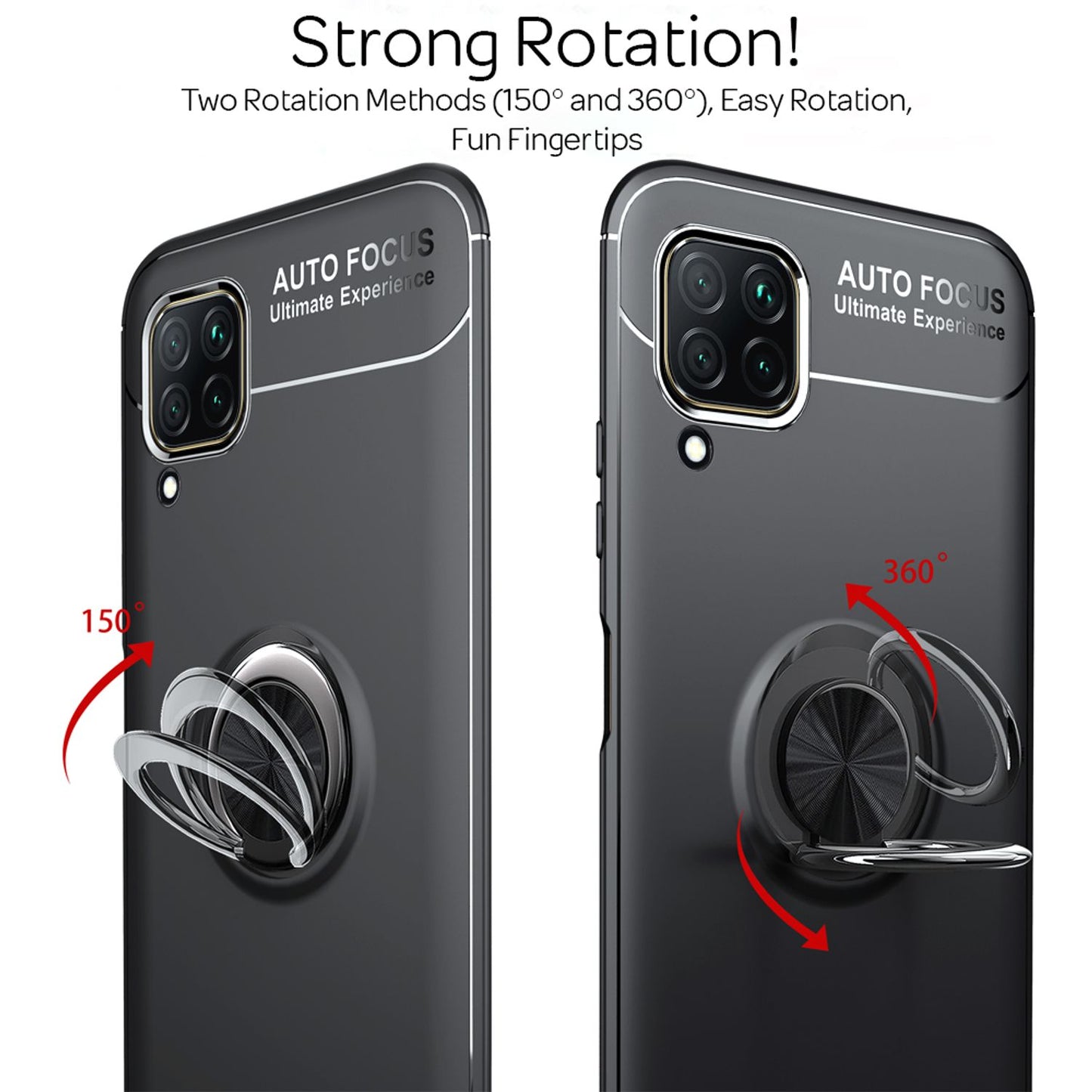 NALIA Ring Handyhülle kompatibel mit Huawei P40 lite Hülle, Silikon Cover mit 360-Grad Finger-Halter für magnetische KFZ-Halterung, Schutzhülle Phone Case Handy-Tasche Etui Bumper