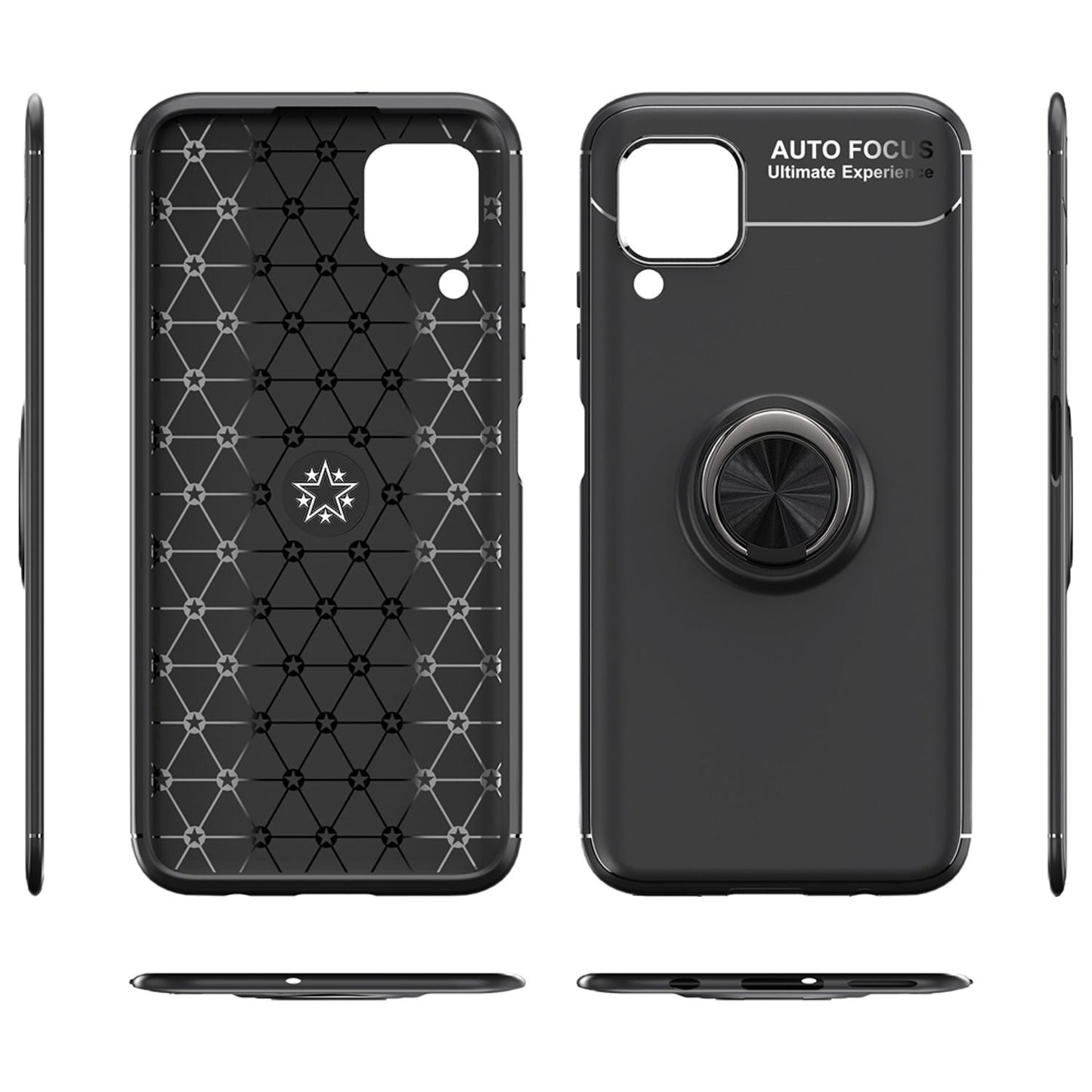 NALIA Ring Handyhülle kompatibel mit Huawei P40 lite Hülle, Silikon Cover mit 360-Grad Finger-Halter für magnetische KFZ-Halterung, Schutzhülle Phone Case Handy-Tasche Etui Bumper