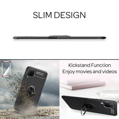 NALIA Ring Handyhülle kompatibel mit Huawei P40 lite Hülle, Silikon Cover mit 360-Grad Finger-Halter für magnetische KFZ-Halterung, Schutzhülle Phone Case Handy-Tasche Etui Bumper