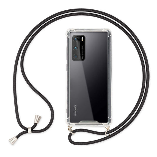 NALIA Handykette für Huawei P40 – Transparentes Hybrid-Case & Band – HANGIT (Anti-Gelb Rückseite & Verstellbar) – Marke aus Berlin