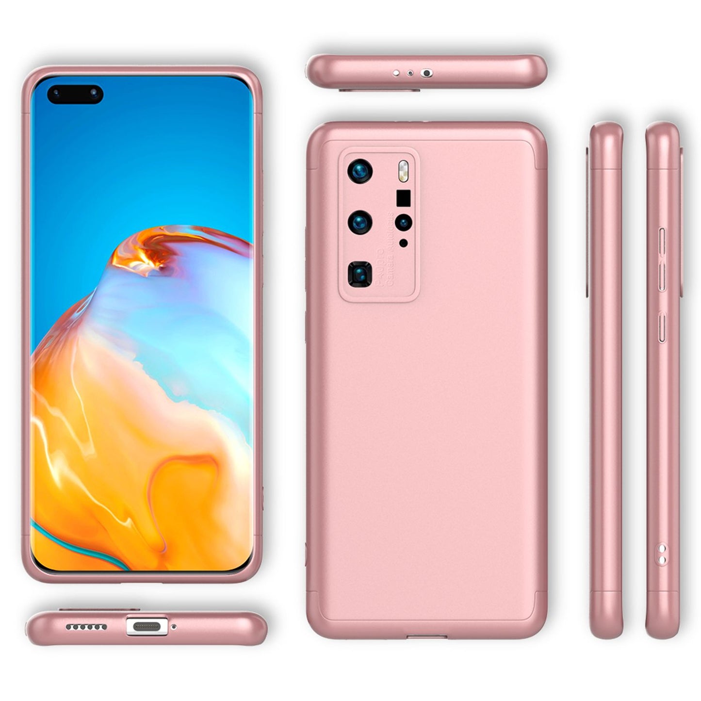 NALIA 360 Grad Handyhülle kompatibel mit Huawei P40 Pro Hülle, Hard-Case & Display-Schutzfolie, Full-Cover Rundum Skin Schutzhülle Slim Etui Case, Handy-Tasche Screen Protector Folie