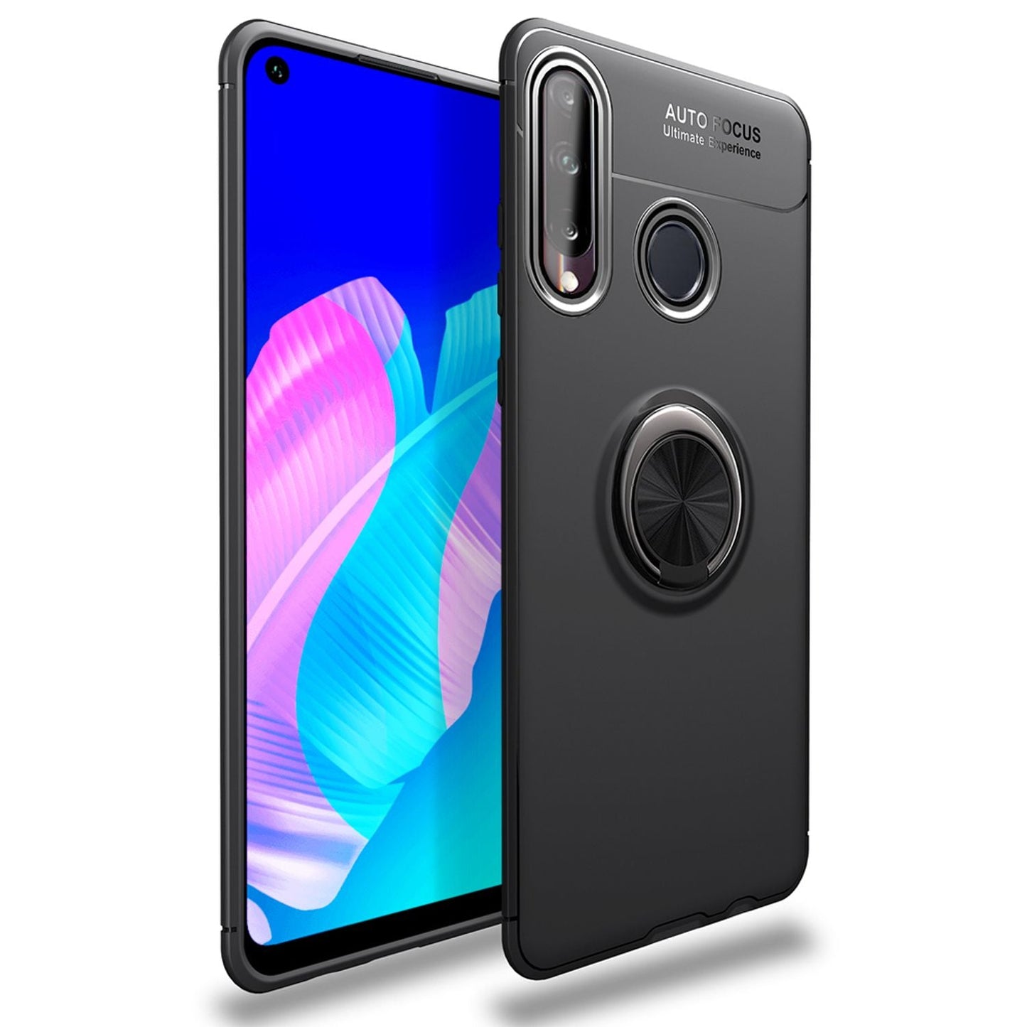 NALIA Ring Handyhülle kompatibel mit Huawei P40 lite E Hülle, Silikon Cover mit 360-Grad Finger-Halter für magnetische KFZ-Halterung, Schutzhülle Phone Case Handy-Tasche Etui Bumper