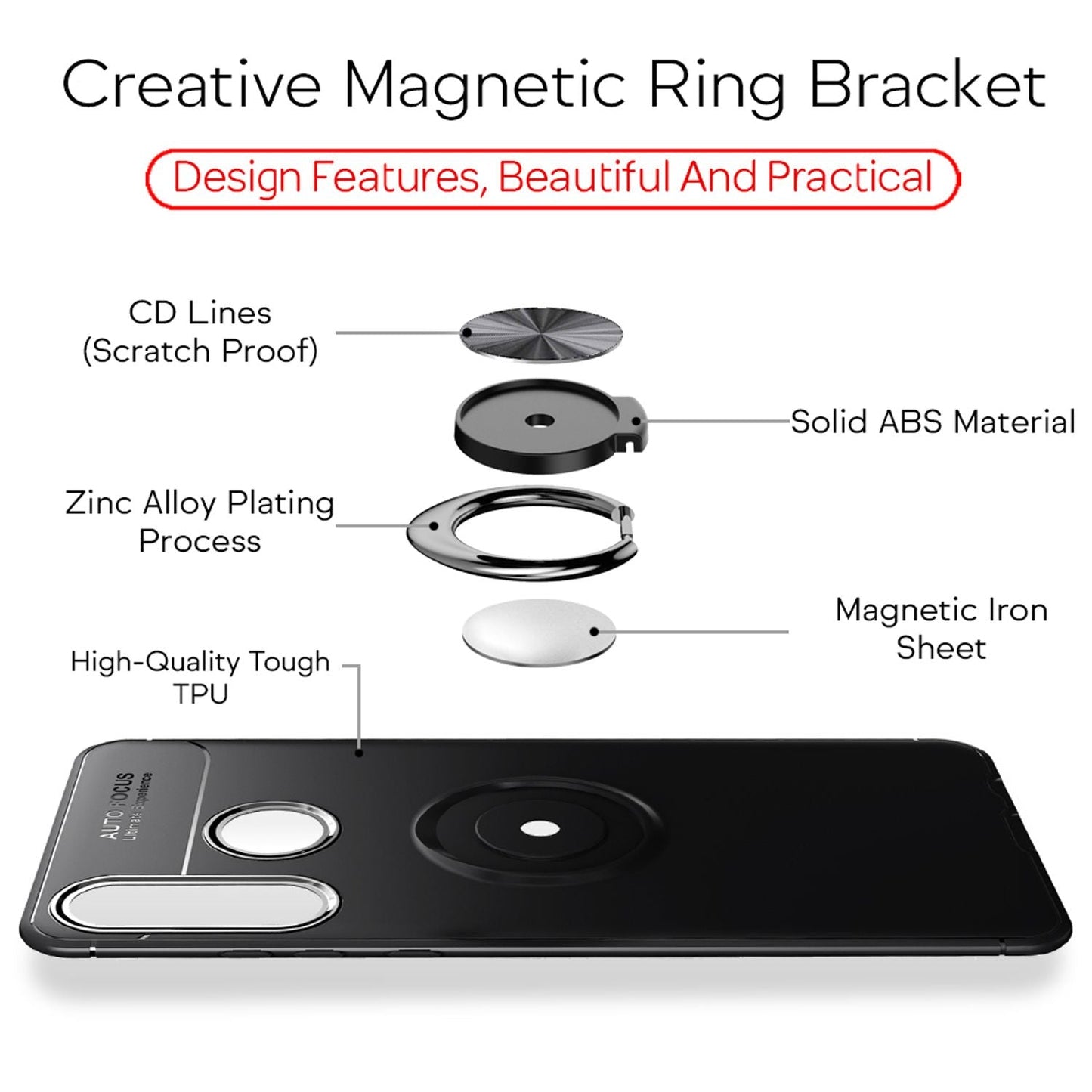 NALIA Ring Handyhülle kompatibel mit Huawei P40 lite E Hülle, Silikon Cover mit 360-Grad Finger-Halter für magnetische KFZ-Halterung, Schutzhülle Phone Case Handy-Tasche Etui Bumper