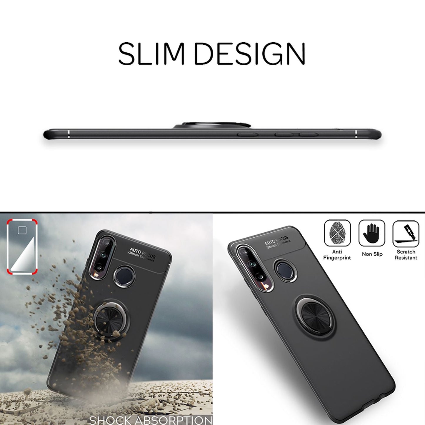 NALIA Ring Handyhülle kompatibel mit Huawei P40 lite E Hülle, Silikon Cover mit 360-Grad Finger-Halter für magnetische KFZ-Halterung, Schutzhülle Phone Case Handy-Tasche Etui Bumper