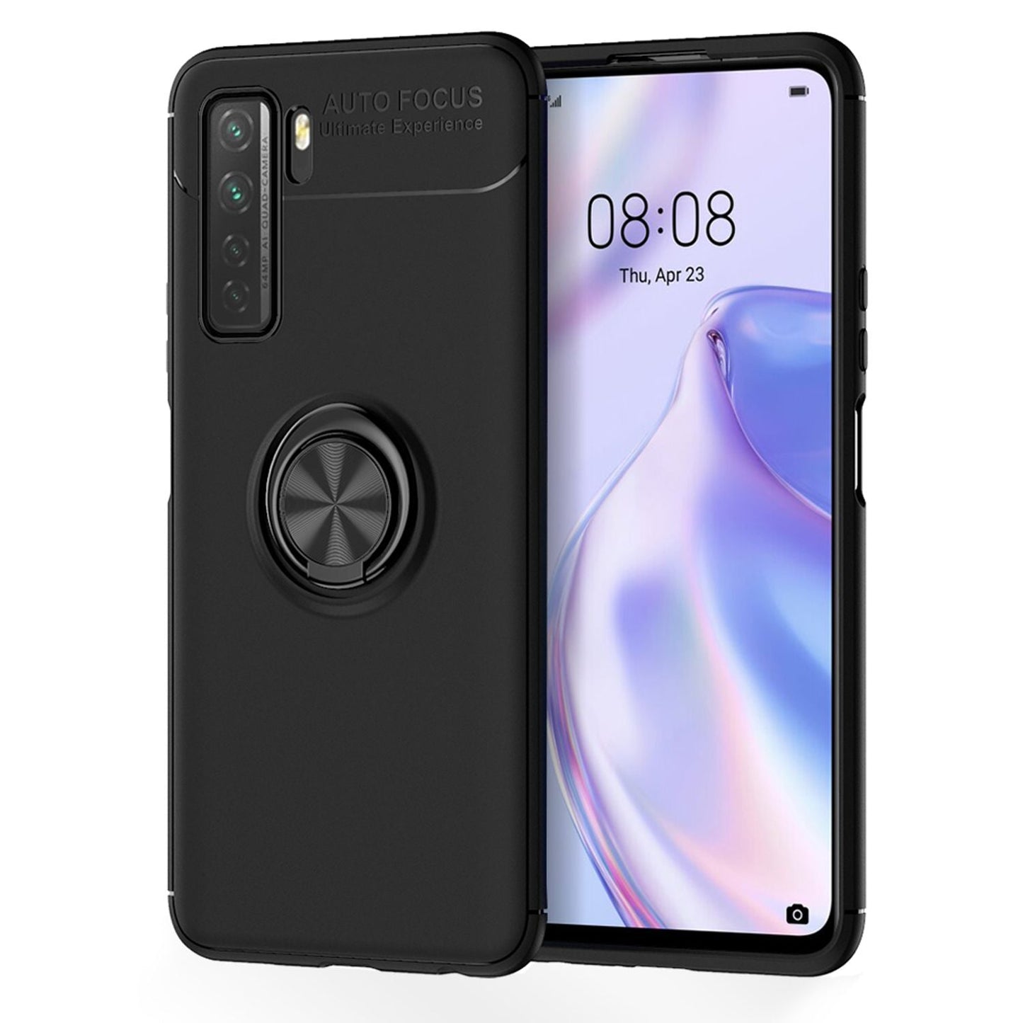 NALIA Ringhülle für Huawei P40 Lite 5G – Ring-Ständer 360° & für Magnet-Halter – GRIP360 (Mattiertes Silikon Case) – Marke aus Berlin
