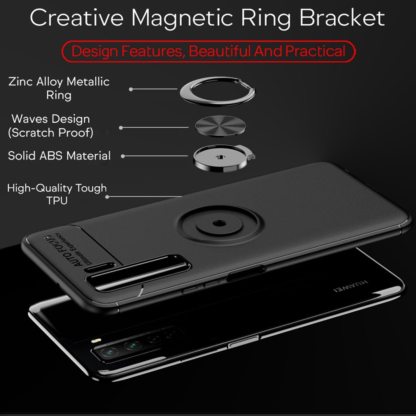 NALIA Ringhülle für Huawei P40 Lite 5G – Ring-Ständer 360° & für Magnet-Halter – GRIP360 (Mattiertes Silikon Case) – Marke aus Berlin