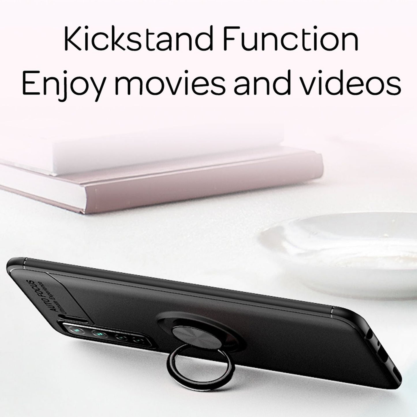 NALIA Ringhülle für Huawei P40 Lite 5G – Ring-Ständer 360° & für Magnet-Halter – GRIP360 (Mattiertes Silikon Case) – Marke aus Berlin