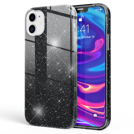 NALIA Glitzer Handy Hülle für iPhone 12 Mini, Bling Case Glitter Cover Schutz