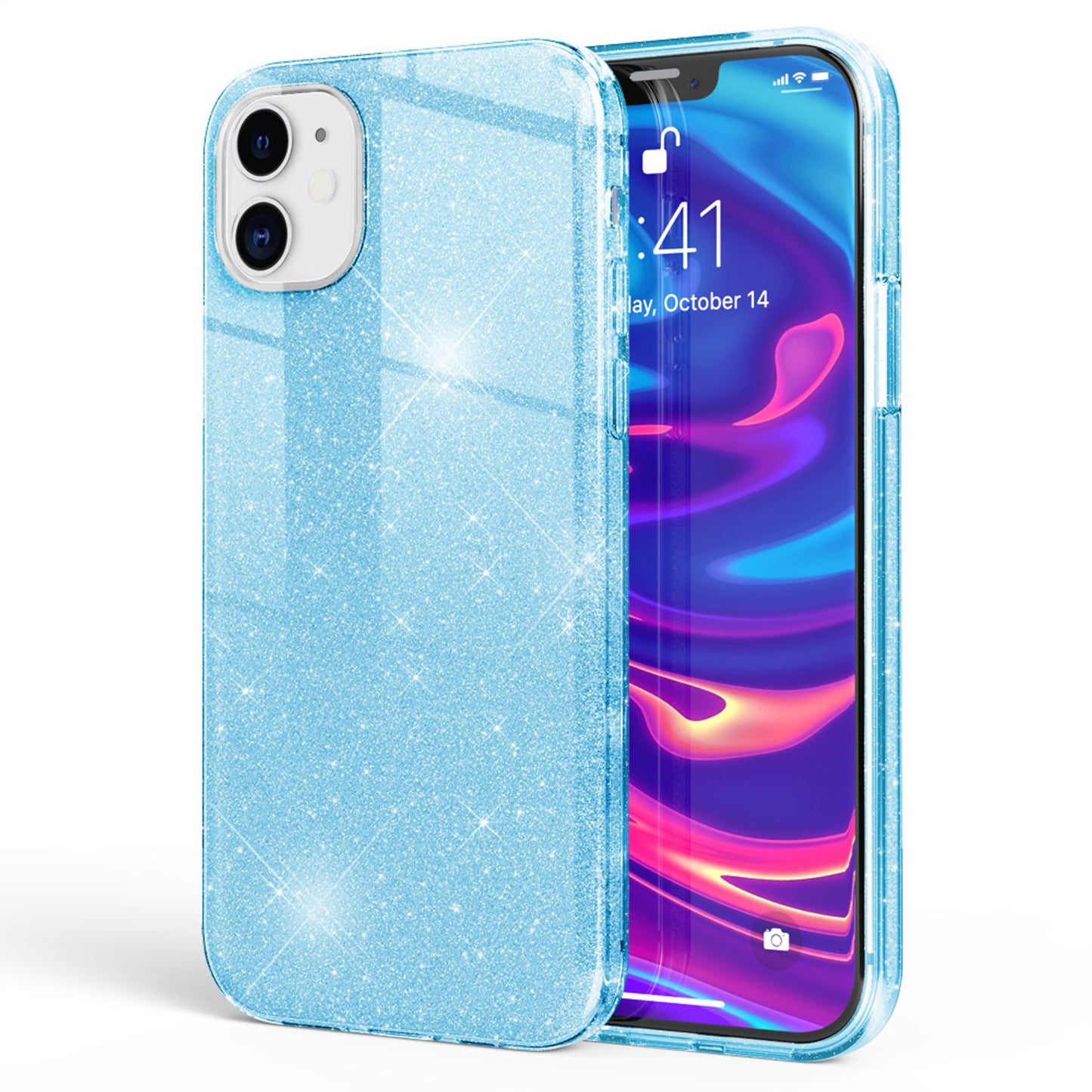 NALIA Glitzerhülle für iPhone 12 / 12 Pro – Funkelnder Glitzer-Look & Grip – SHINEPOP (Silikon Case) – Marke aus Berlin