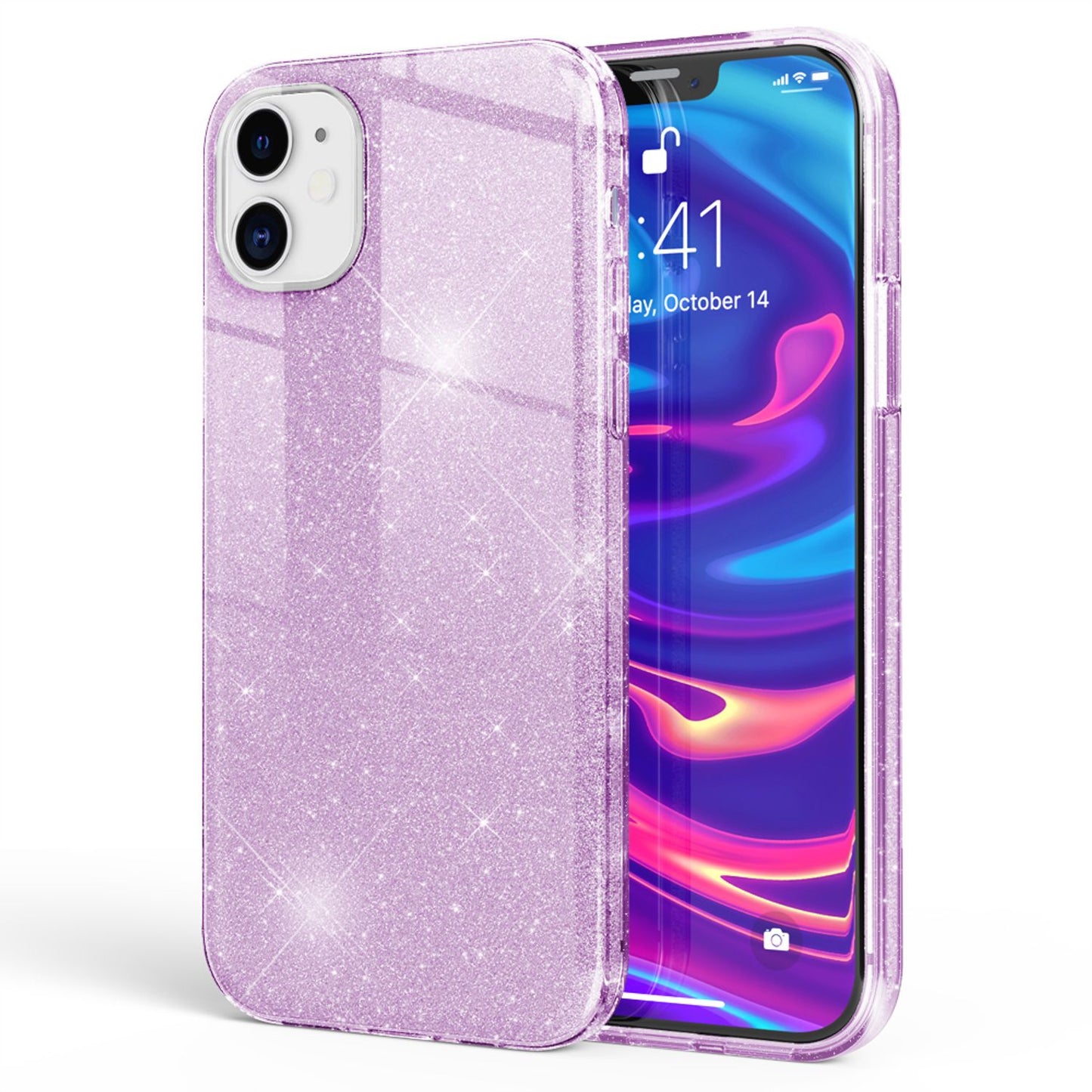 NALIA Glitzerhülle für iPhone 12 / 12 Pro – Funkelnder Glitzer-Look & Grip – SHINEPOP (Silikon Case) – Marke aus Berlin