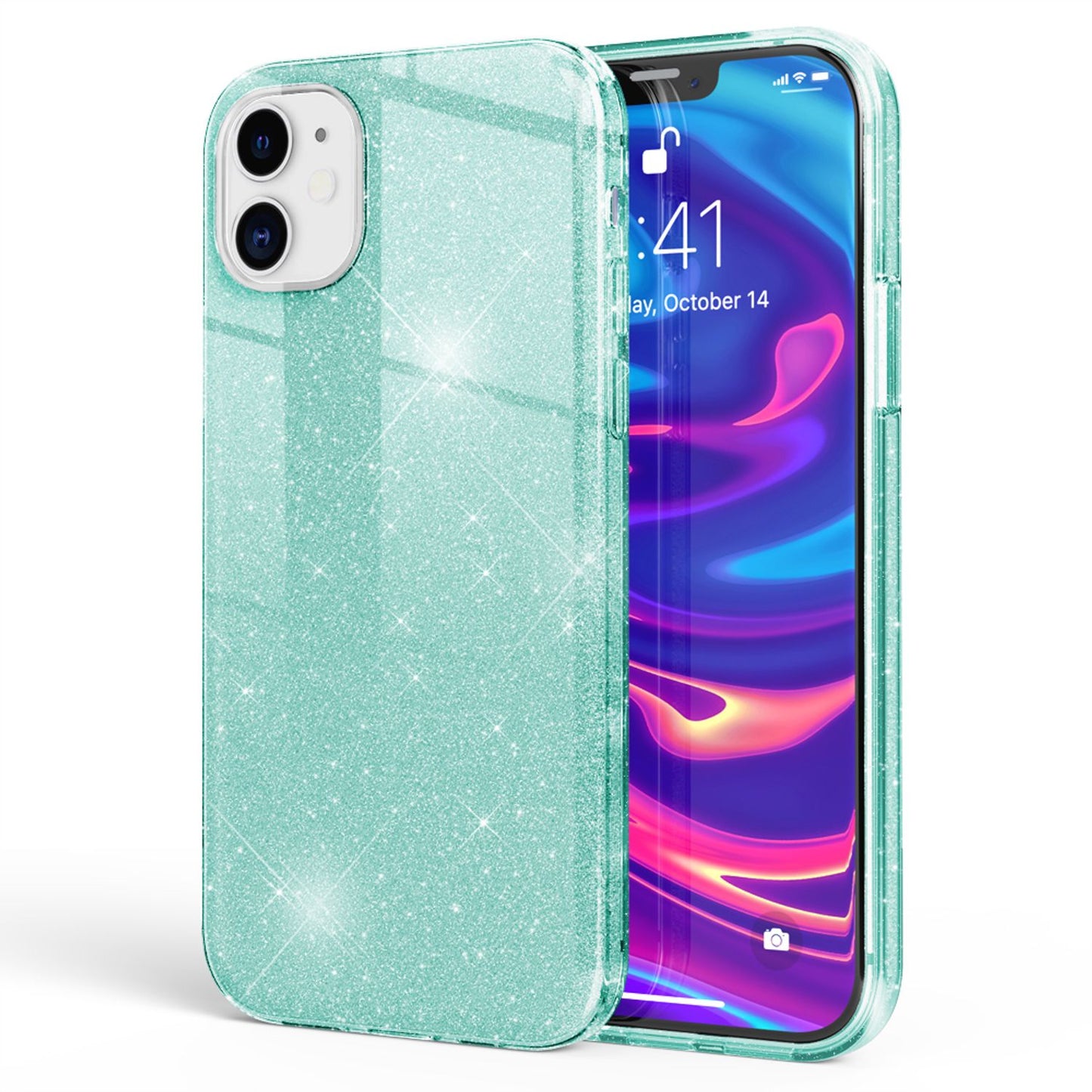 NALIA Glitzerhülle für iPhone 12 / 12 Pro – Funkelnder Glitzer-Look & Grip – SHINEPOP (Silikon Case) – Marke aus Berlin