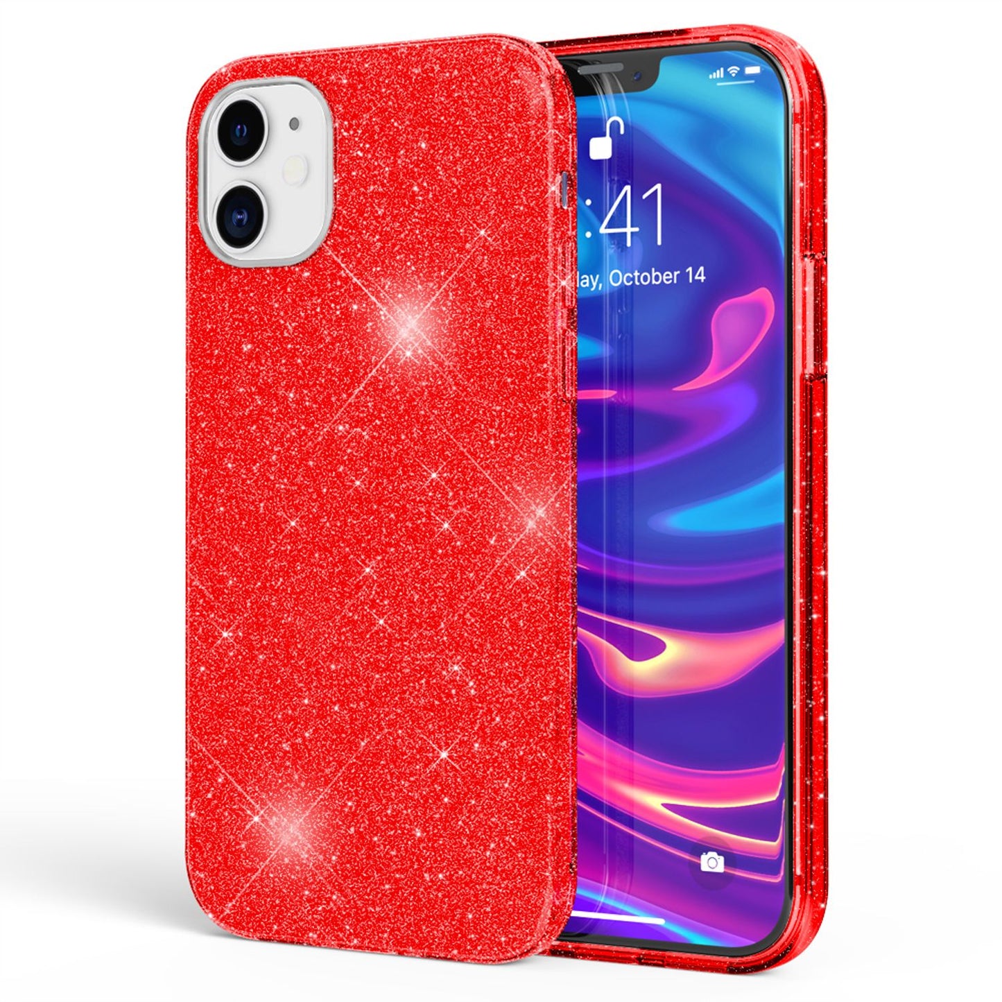 NALIA Glitzerhülle für iPhone 12 / 12 Pro – Funkelnder Glitzer-Look & Grip – SHINEPOP (Silikon Case) – Marke aus Berlin