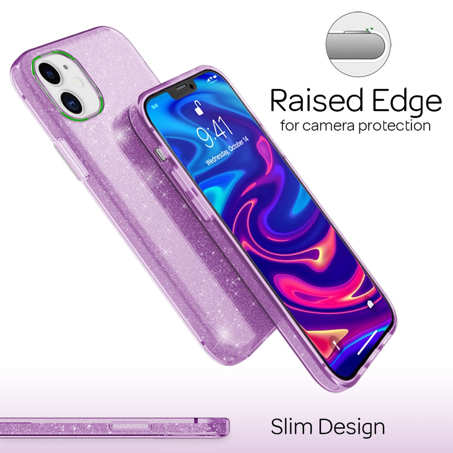 NALIA Glitzerhülle für iPhone 12 / 12 Pro – Funkelnder Glitzer-Look & Grip – SHINEPOP (Silikon Case) – Marke aus Berlin