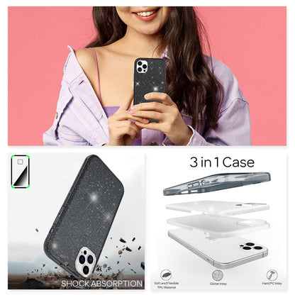 NALIA Glitzerhülle für iPhone 12 Pro Max – Funkelnder Glitzer-Look & Grip – SHINEPOP (Silikon Case) – Marke aus Berlin